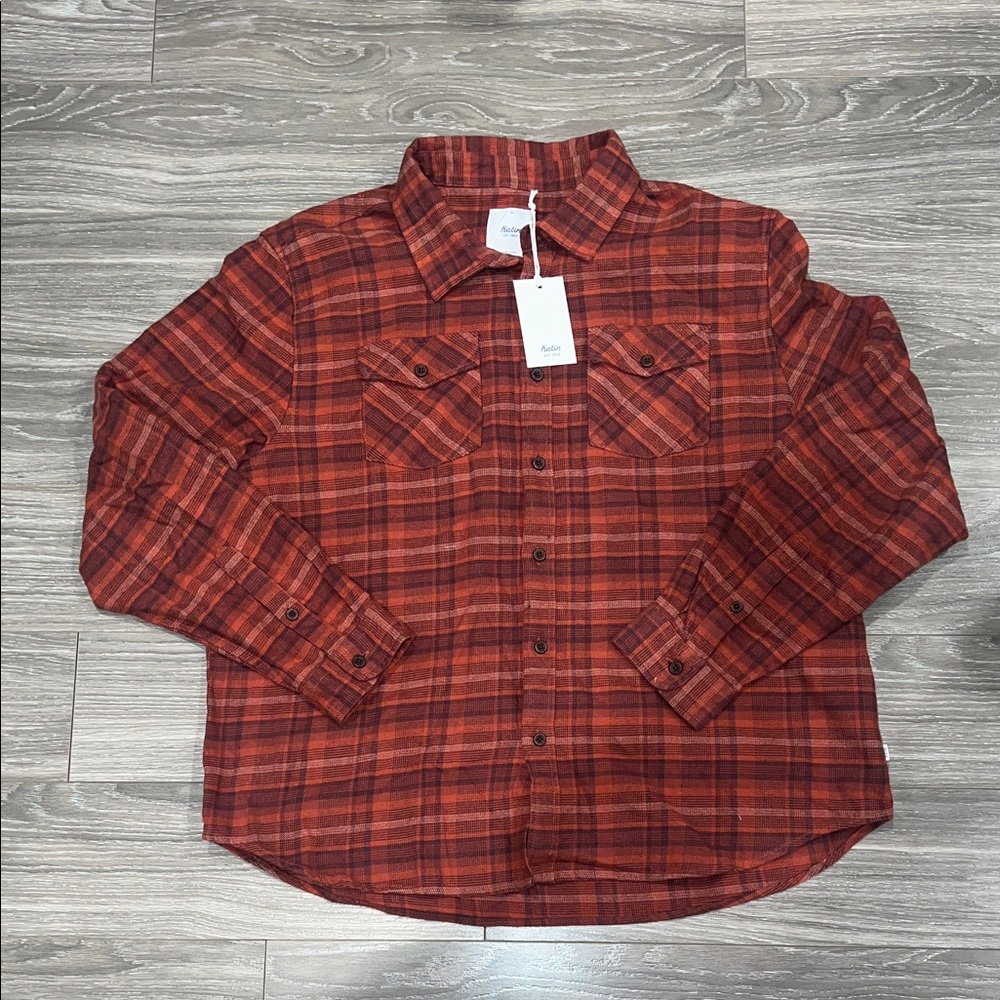 Katin Men's Brick Red Plaid Button Down Shirt